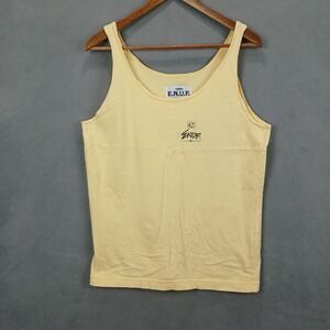 E.N.U.F. Internationale Tank‎ Top Womens One Size Yellow Logo Scoop Neck Casual
